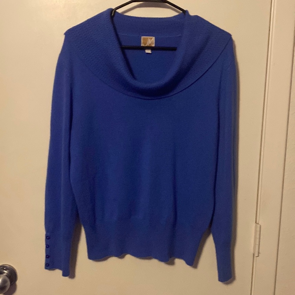 Long sleeve, cowl neck, lavender sweater.     JM Collection size L petite.
